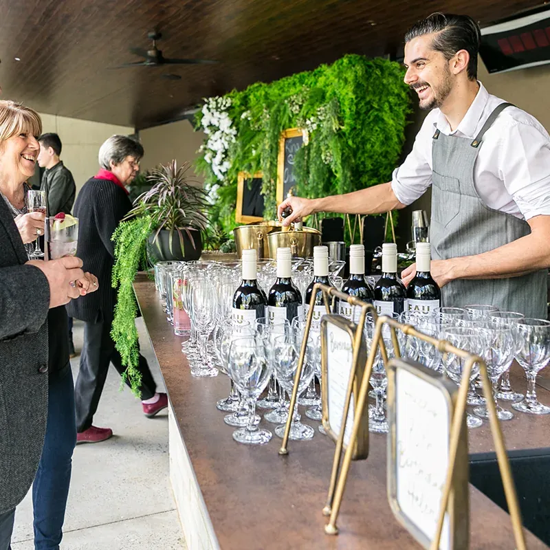 Cold beverages and juices set out for wake guests